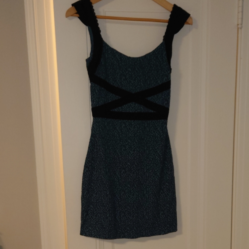 Free People Mini Dress Blue/Black Open Back Cutouts Xs